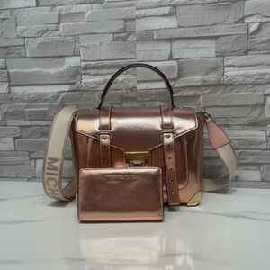 Michael Kors Manhattan Primrose Metallic Shimmer Satchel & Wallet Set Crossbody